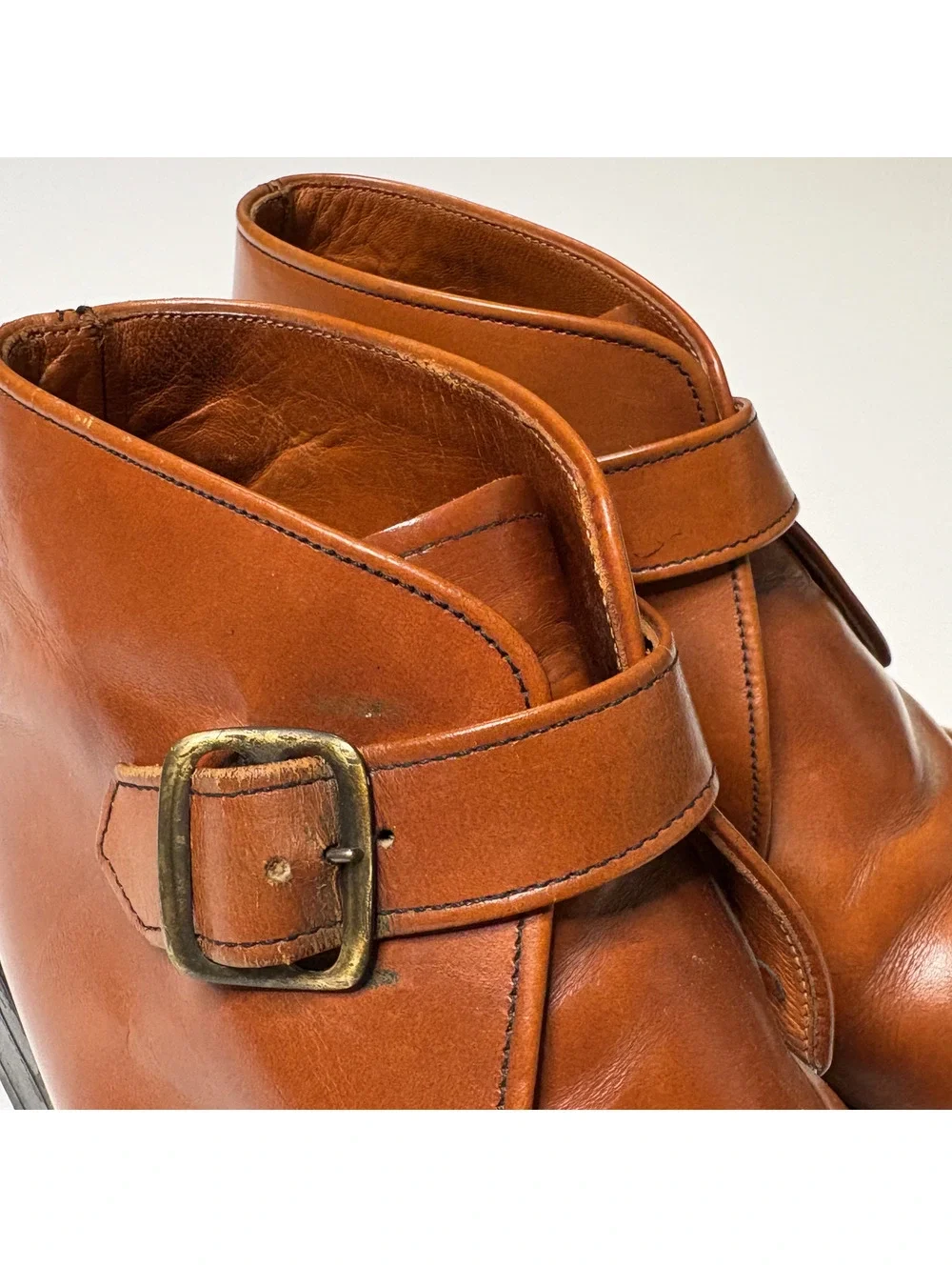 Vintage Winthrop Men 10 Brown Leather Monk Strap Shoes